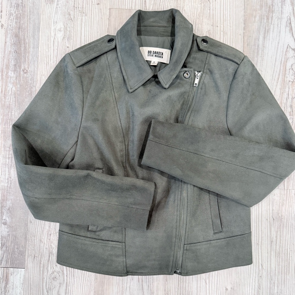 BB Dakota faux suede green/gray jacket